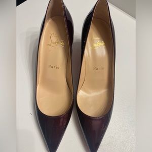 Burgundy Patent Christian Louboutin 2.75” stiletto heels- Size 36